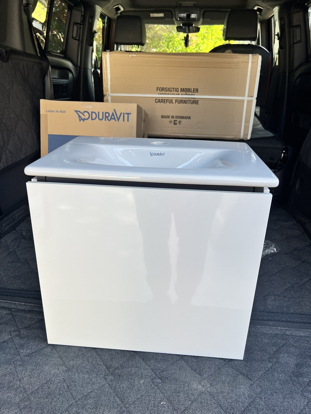 Duravit L Cube compact 450mm vanity unit 1 x door left + Viu basin white gloss