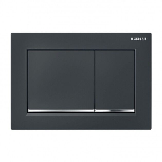Geberit Omega30 Dual Flush Plate - Black/Gloss Chrome 115.080.KM.1