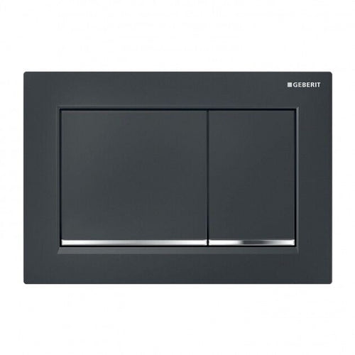 Geberit Omega30 Dual Flush Plate - Black/Gloss Chrome 115.080.KM.1