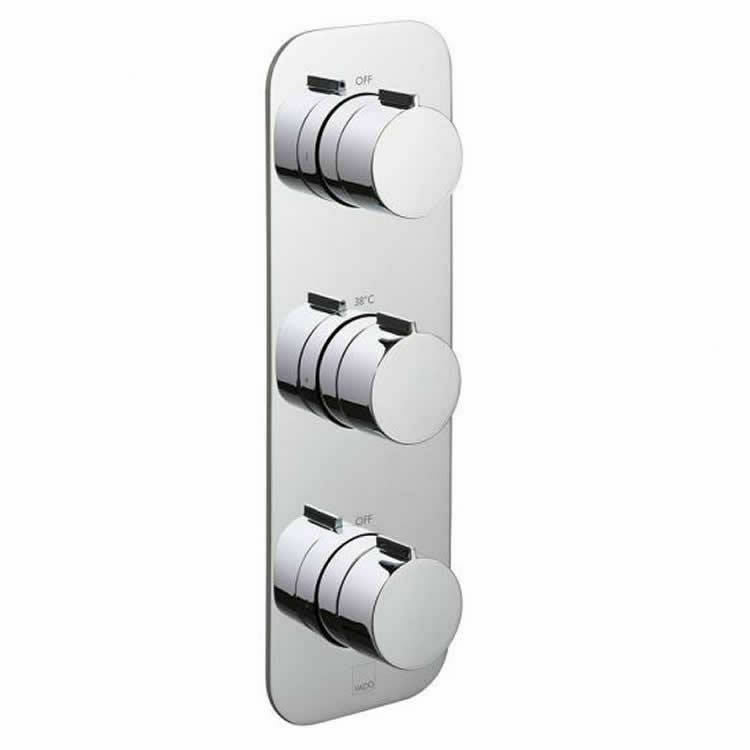 Vado Altitude shower valve 3 handle 2 outlet vertical all flow TAB-128/2-ALT-C/P