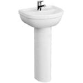 Vitra Milton Cloakroom Washbasin 55cm 1 Tap Hole with pedestal- 5751L003-0999