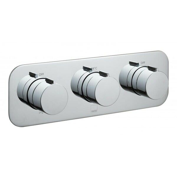 Vado Altitude shower valve 3 handle 2 outlet horizontal TAB-128/2-H-ALT-C/P