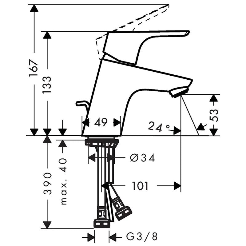 Hansgrohe Focus 70 Single Lever Basin Mixer With Waste 31730000