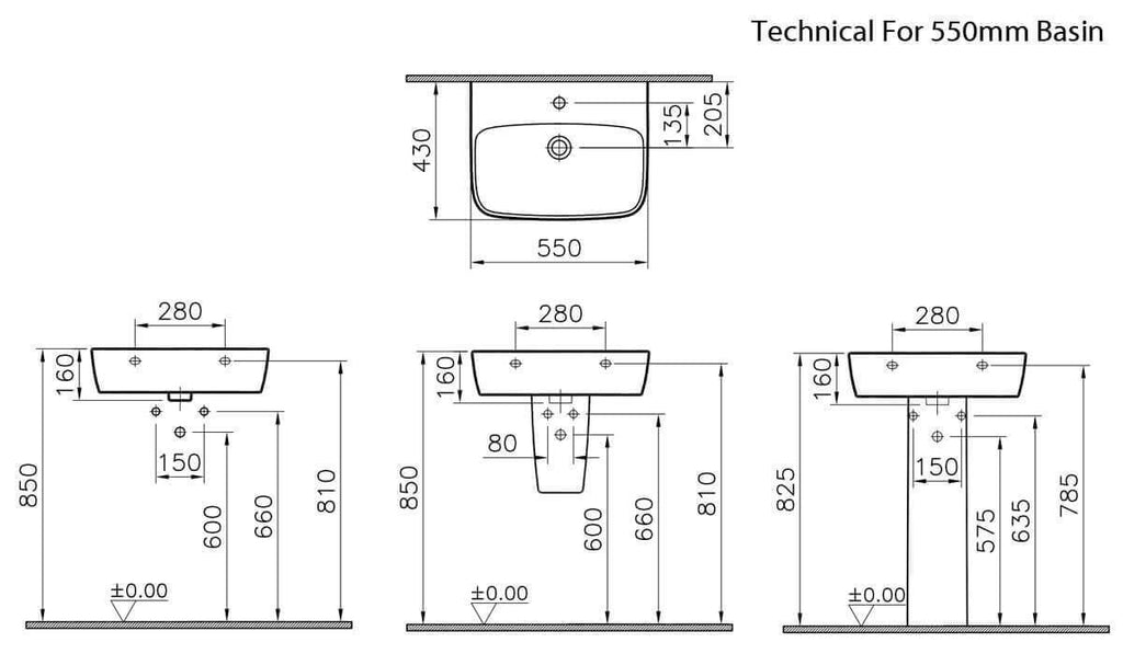 VitrA Shift Single Tap Hole Basin - Basin Only 7076B003-0973