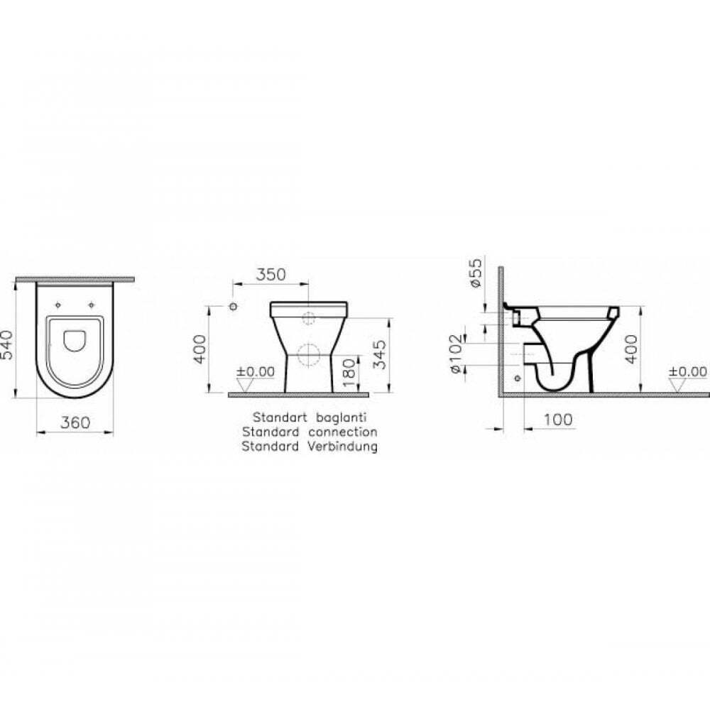 Vitra S50 Back To Wall WC Pan and soft seat - 5323L003-0075