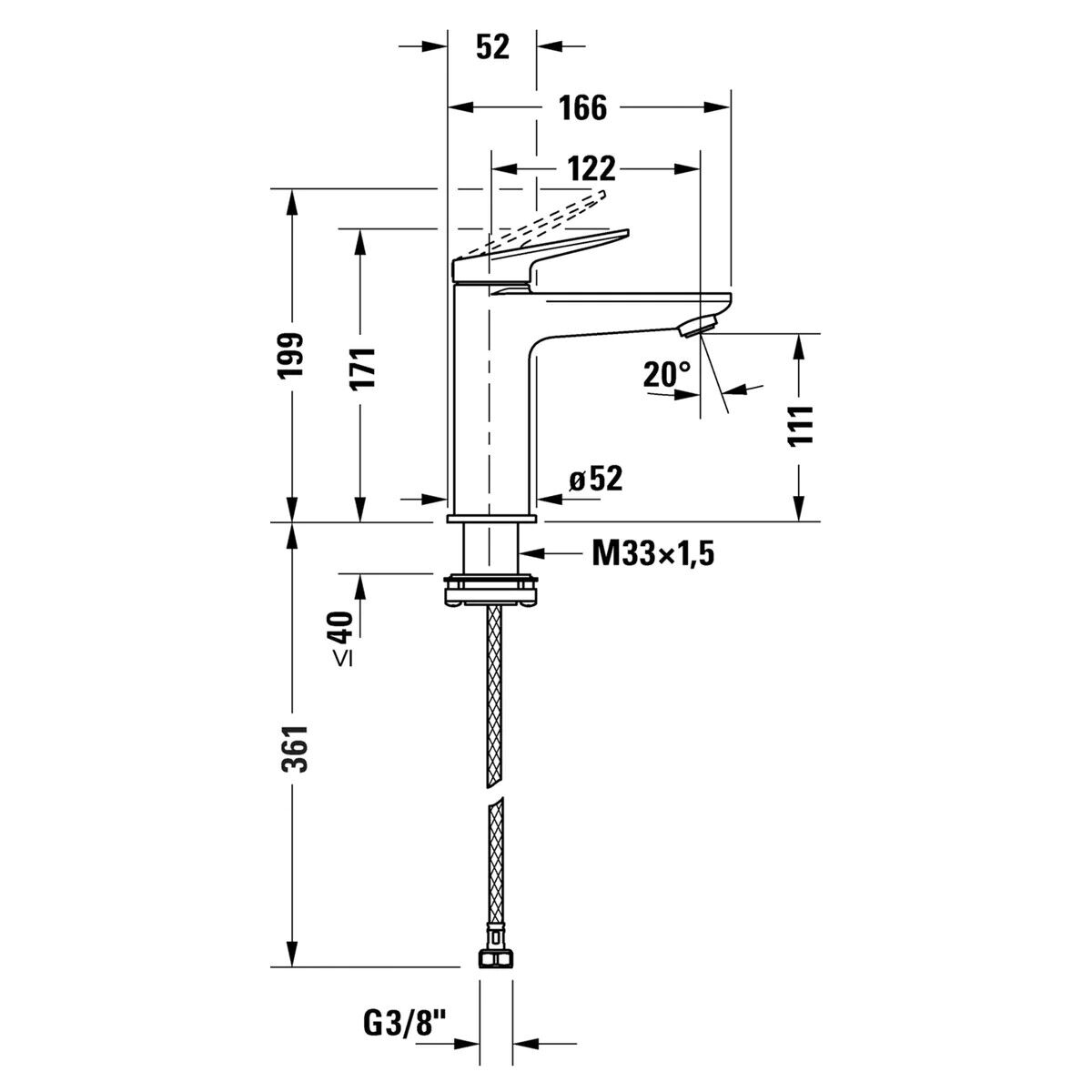 Duravit Wave Single Lever Basin Mixer M - Chrome - WA1020002010