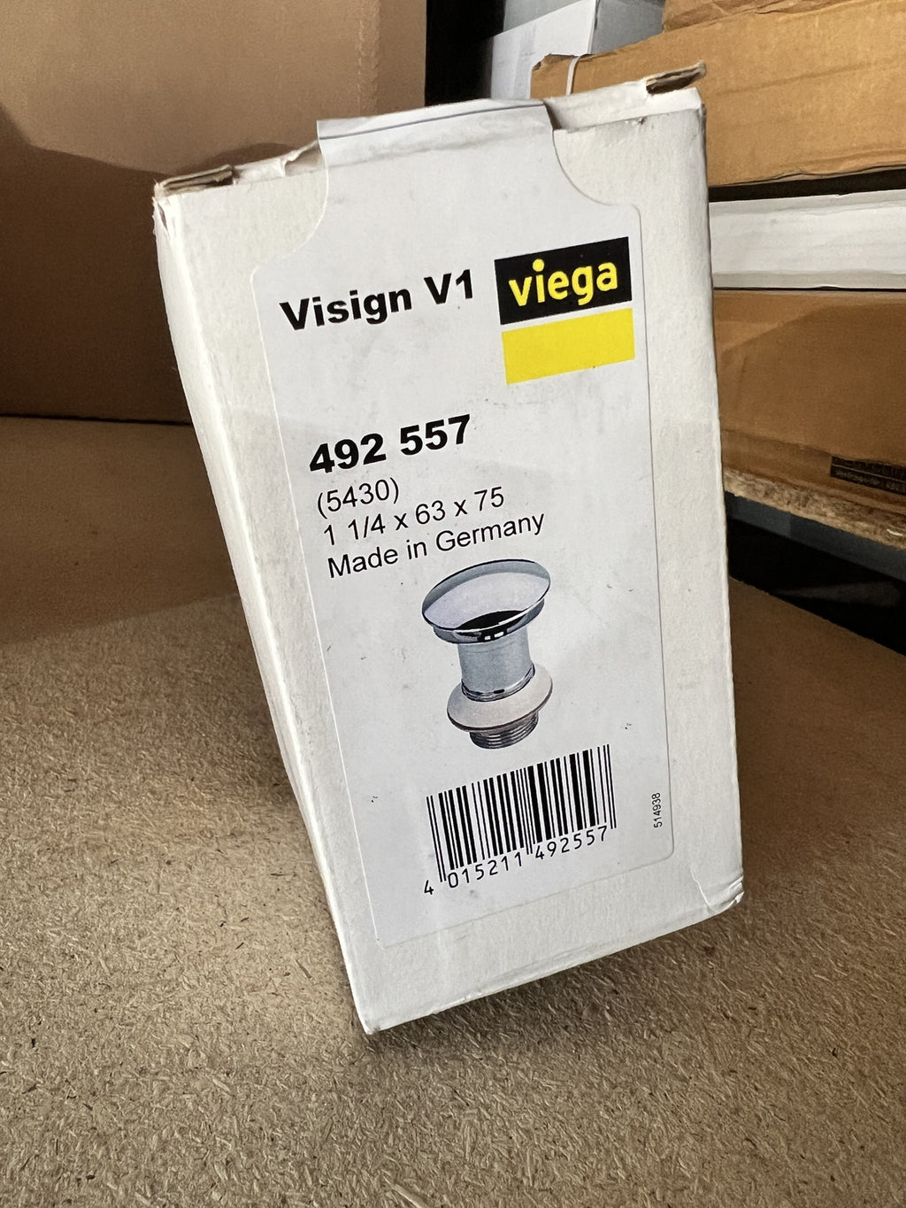 UNSlotted chrome basin waste Visign 1 1 1/4 x 63 x 75 Brass 492 557 German made