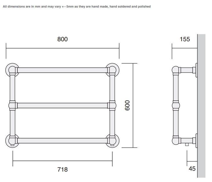 Bard & Brazier 3 BAR LA FAYETTE- SEALED ELECTRIC POLISHED NICKEL 60x80 LFW60/80