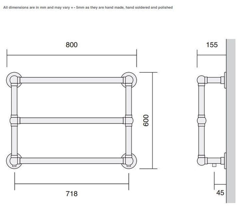 Bard & Brazier 3 BAR LA FAYETTE- SEALED ELECTRIC POLISHED NICKEL 60x80 LFW60/80