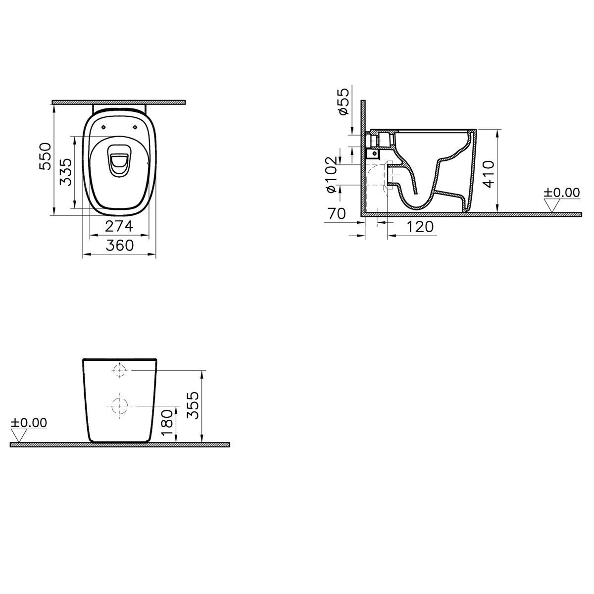 VITRA PLURAL RIM-EX FLOOR STANDING WC IN MATT BLACK with seat 7815B483-0075