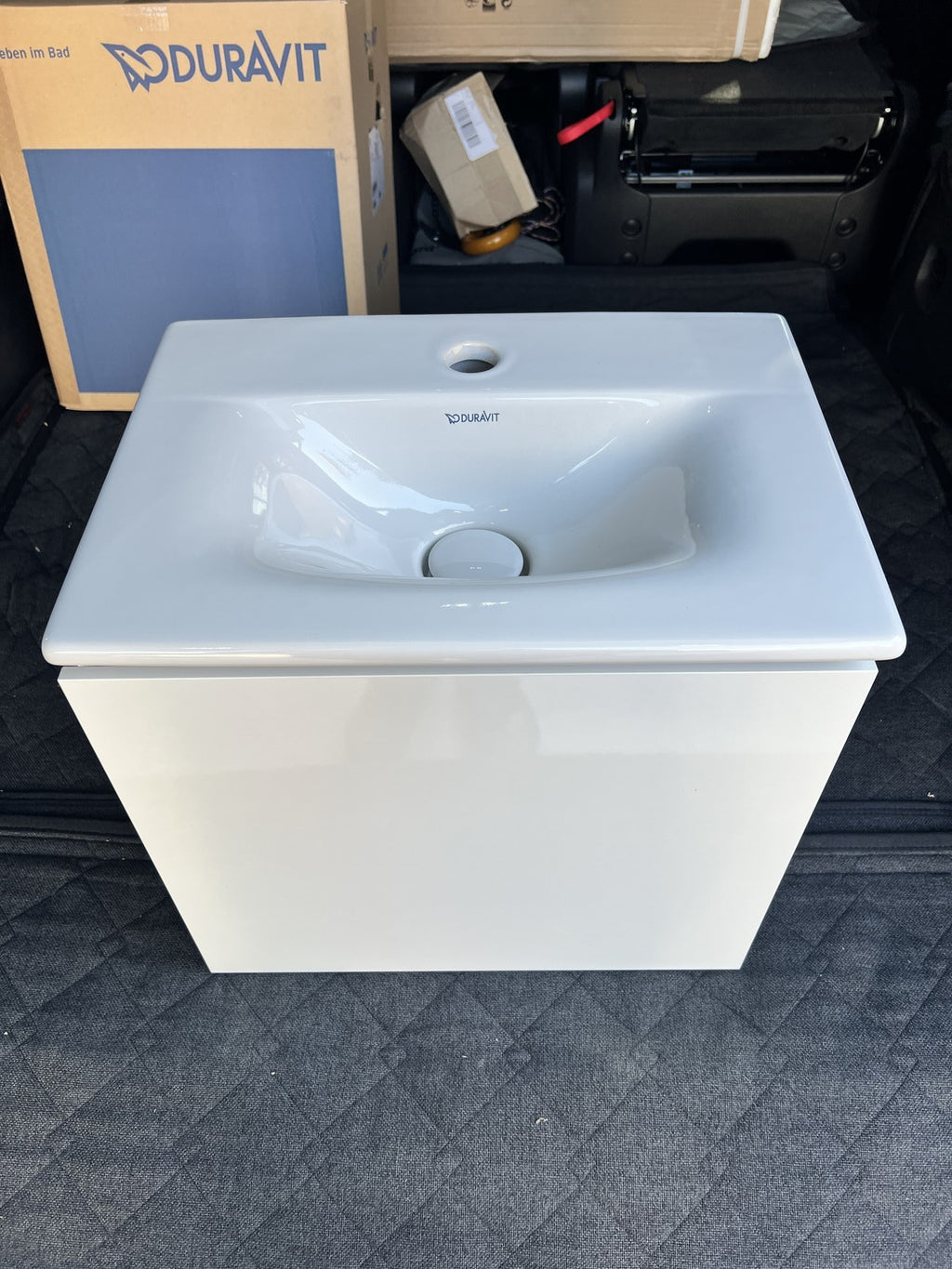 Duravit L Cube compact 450mm vanity unit 1 x door left + Viu basin white gloss