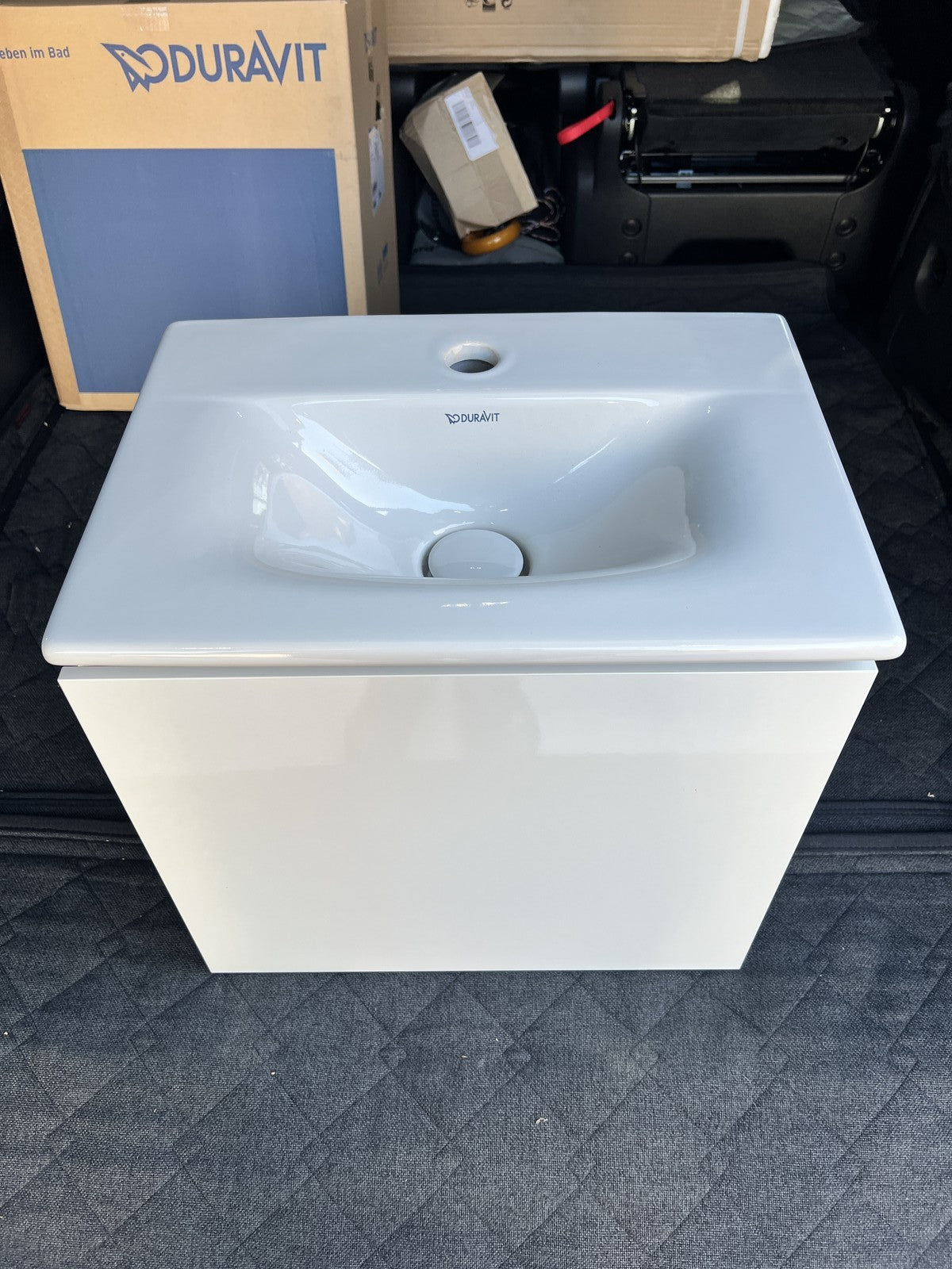 Duravit L Cube compact 450mm vanity unit 1 x door left + Viu basin white gloss
