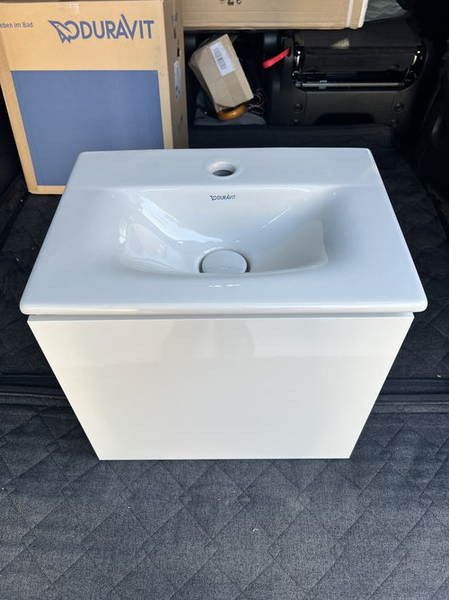 Duravit L Cube compact 450mm vanity unit 1 x door left + Viu basin white gloss