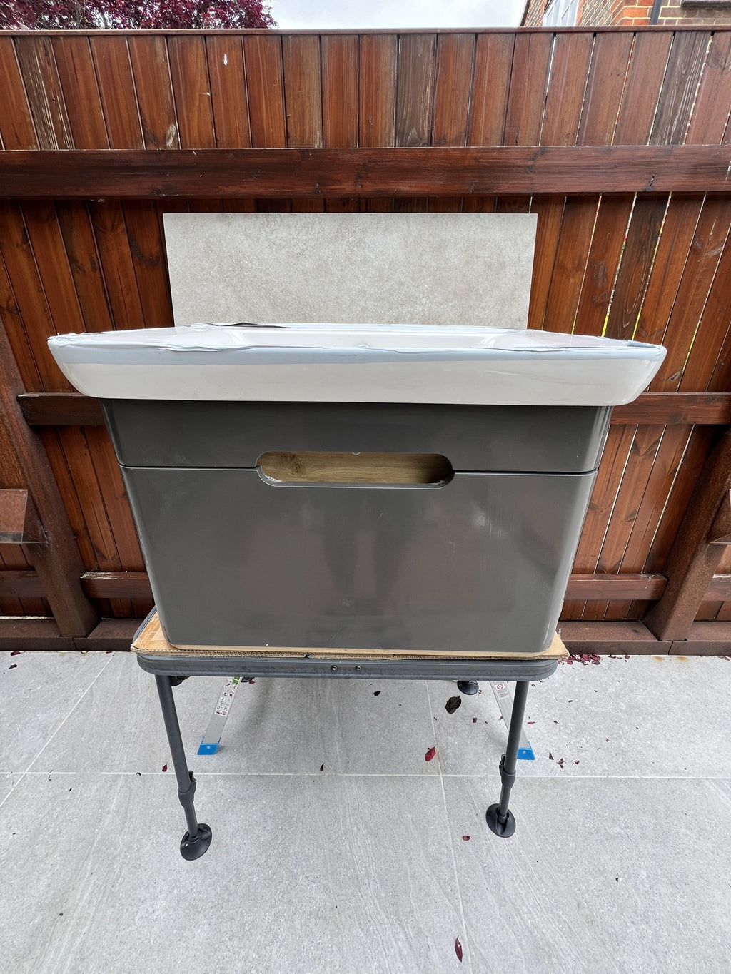 Vitra Sento 1 Drawer Wall Hung Vanity Unit 80cm Led light Anthracite 60819