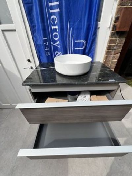 Duravit Darling new vanity unit 800mm in Pine Therra finish stone top + basin