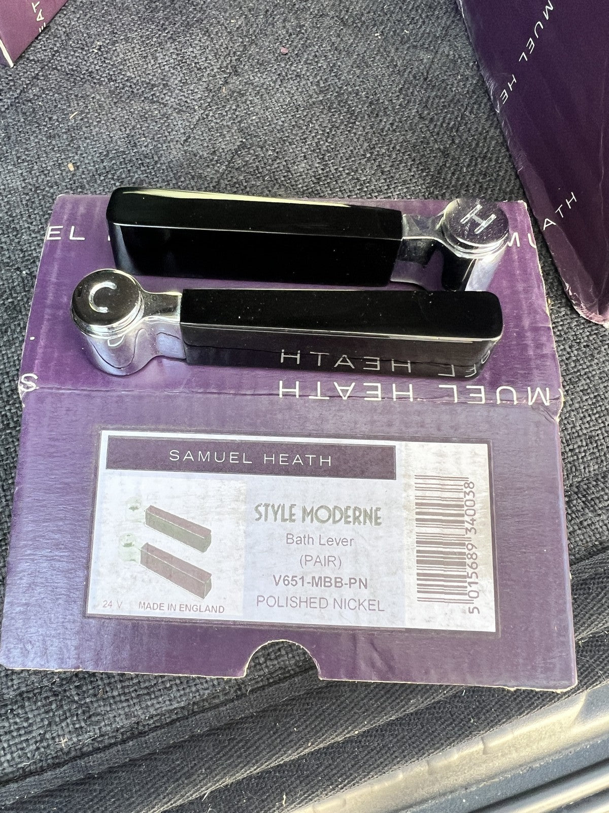Samuel Heath Style Moderne deck bath shower filler in chrome with black  V648-CP
