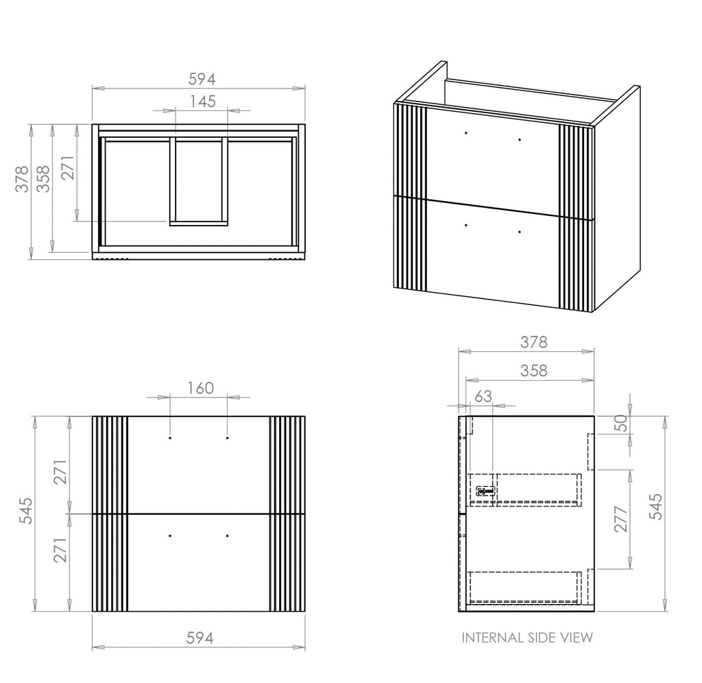 Hib Fabrica Bathroom wall vanity Unit in Carbon Grey + basin 600mm N19WH60CGR