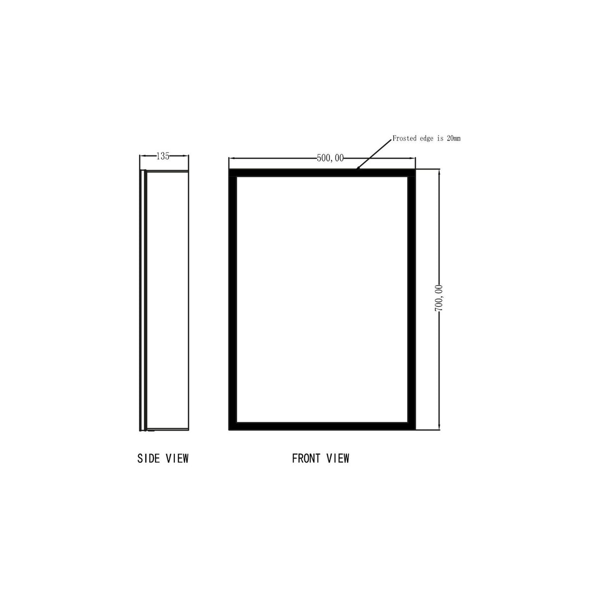 Scudo Mia LED Mirror Cabinet 500x700mm demister pad and shaver socket combo