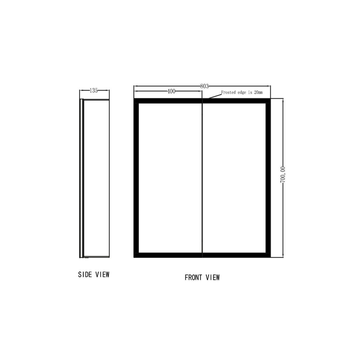 Scudo Mia LED Mirror Cabinet 800x700mm demister pad and shaver socket combo
