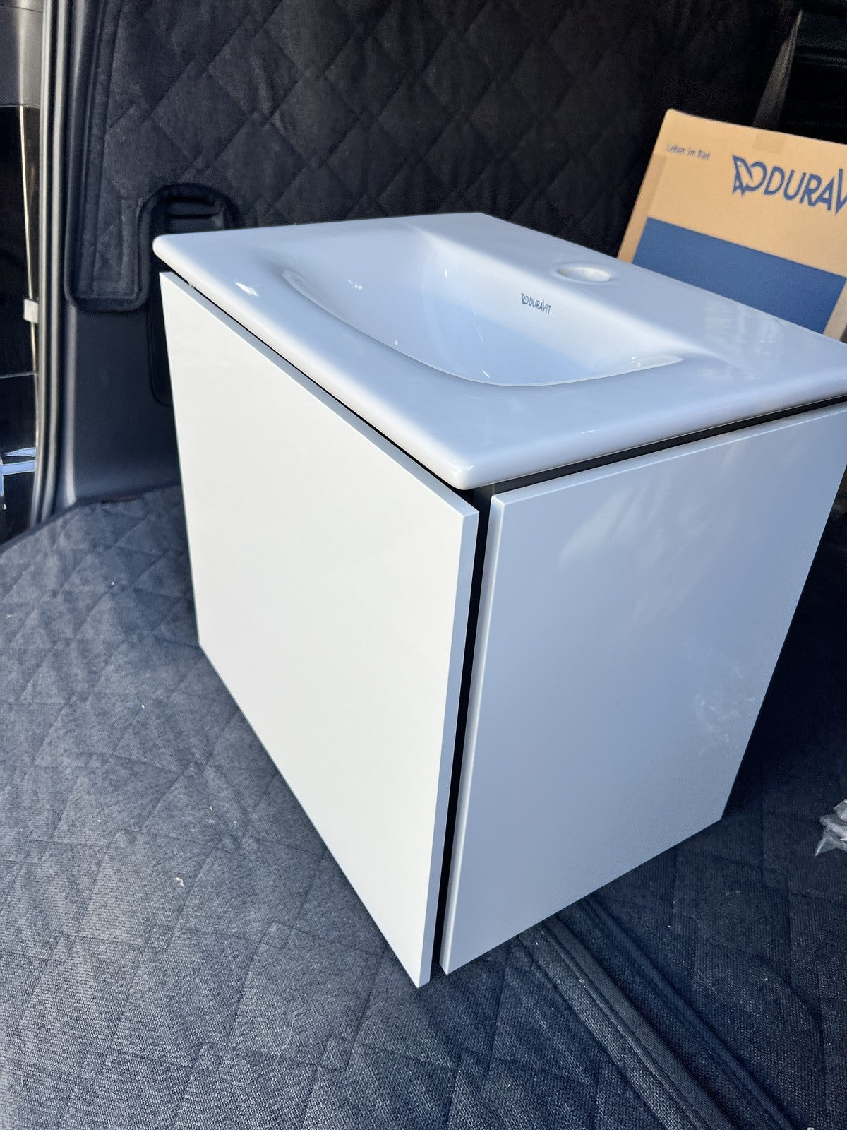Duravit L Cube compact 450mm vanity unit 1 x door left + Viu basin white gloss