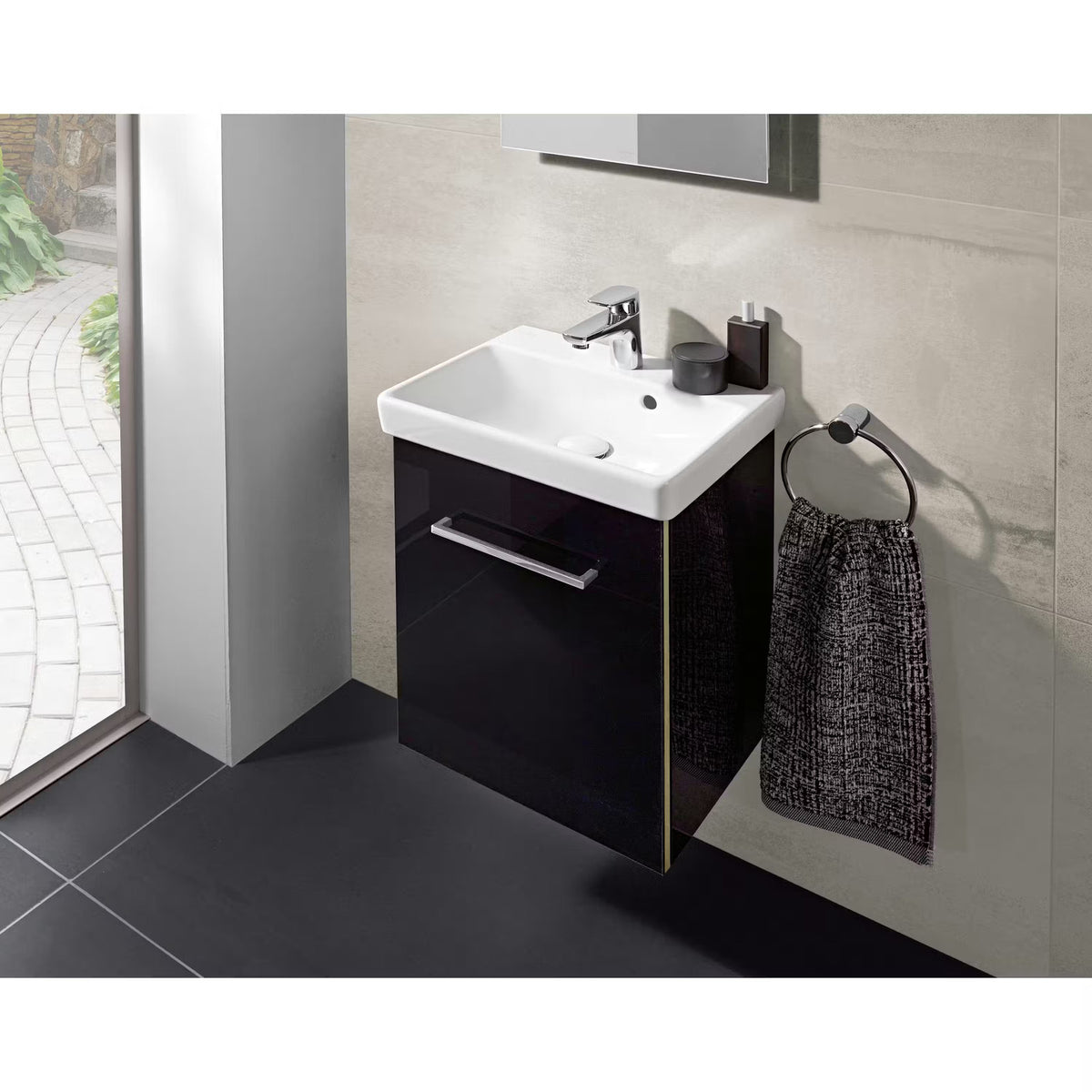 Villeroy & Boch Avento Wall Hung Vanity LH 55cm Crystal Black + basin A88800B3