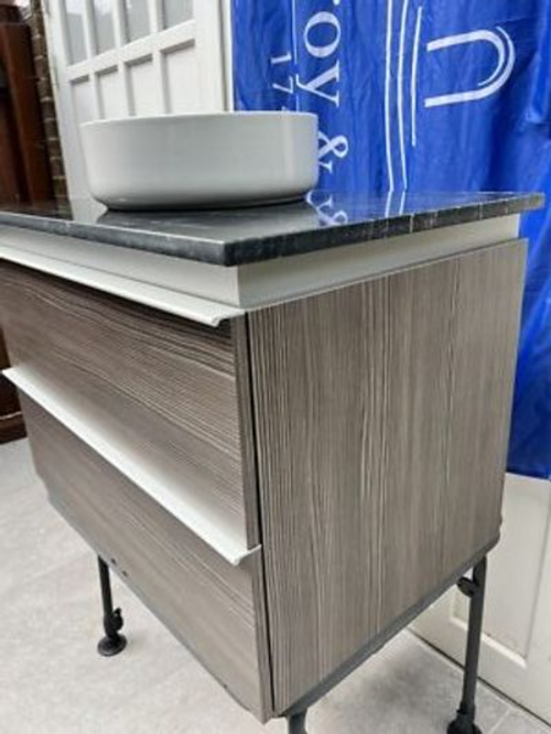 Duravit Darling new vanity unit 800mm in Pine Therra finish stone top + basin