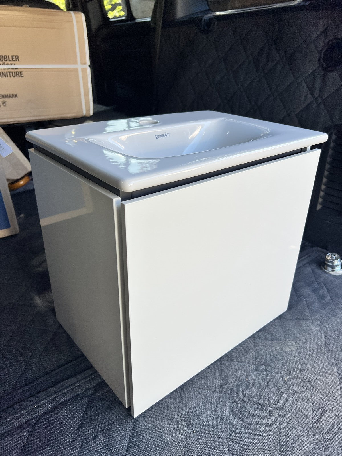 Duravit L Cube compact 450mm vanity unit 1 x door left + Viu basin white gloss