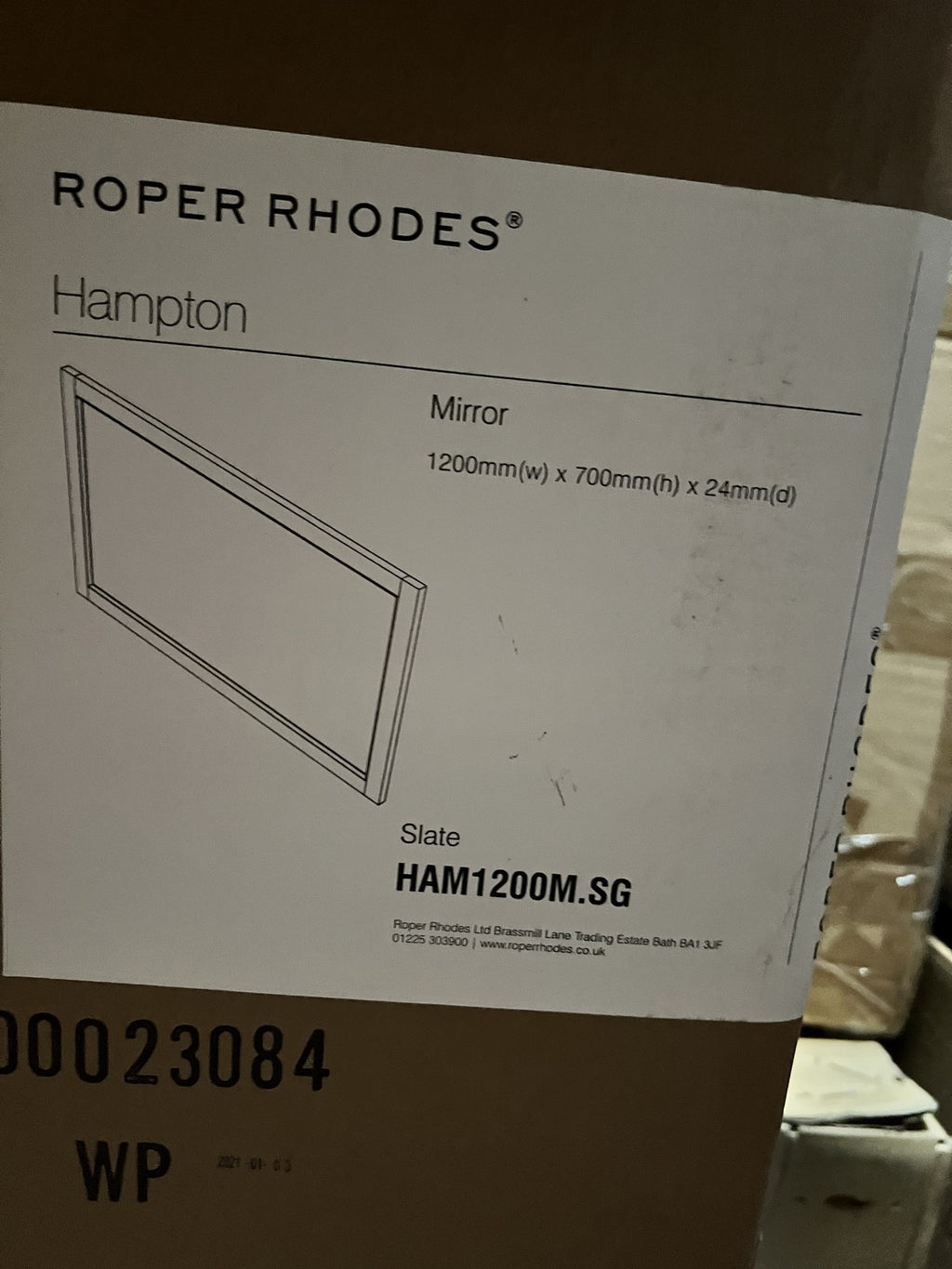 Roper Rhodes Hampton mirror in Slate grey with demister pad 1200mm x 700mm