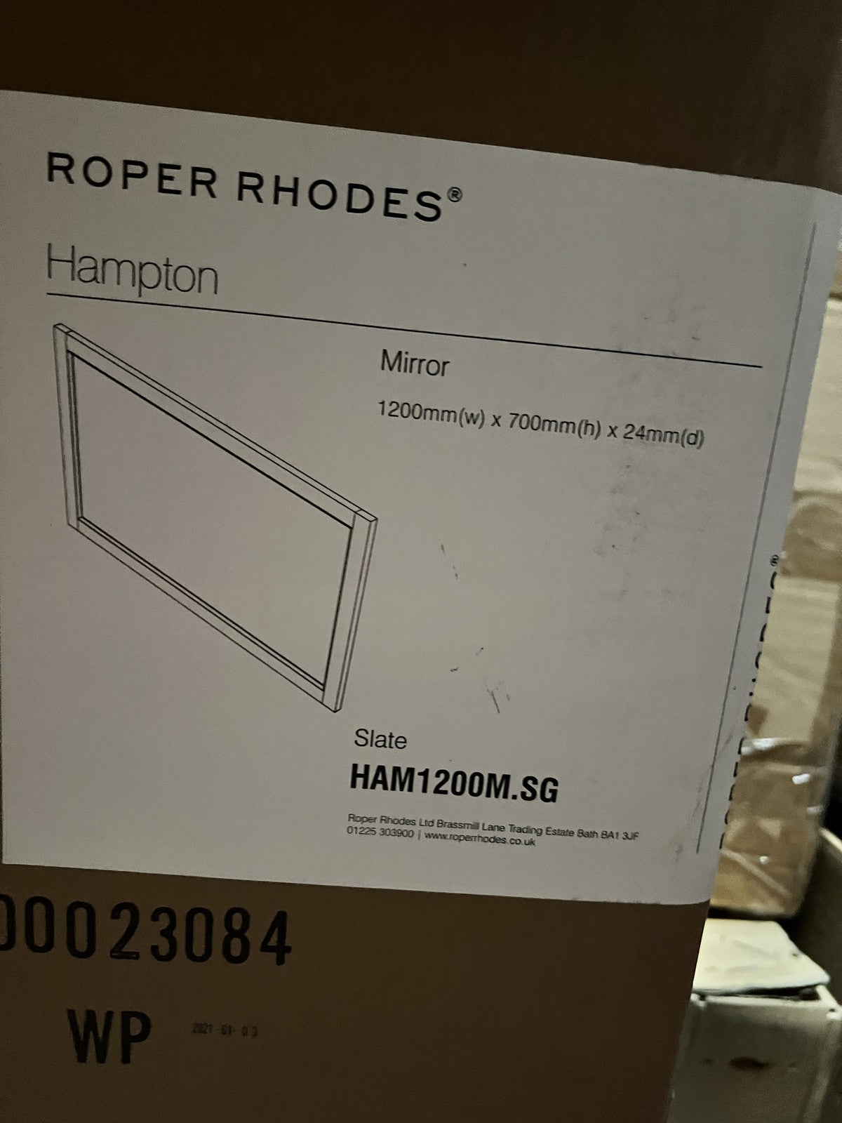 Roper Rhodes Hampton mirror in Slate grey with demister pad 1200mm x 700mm