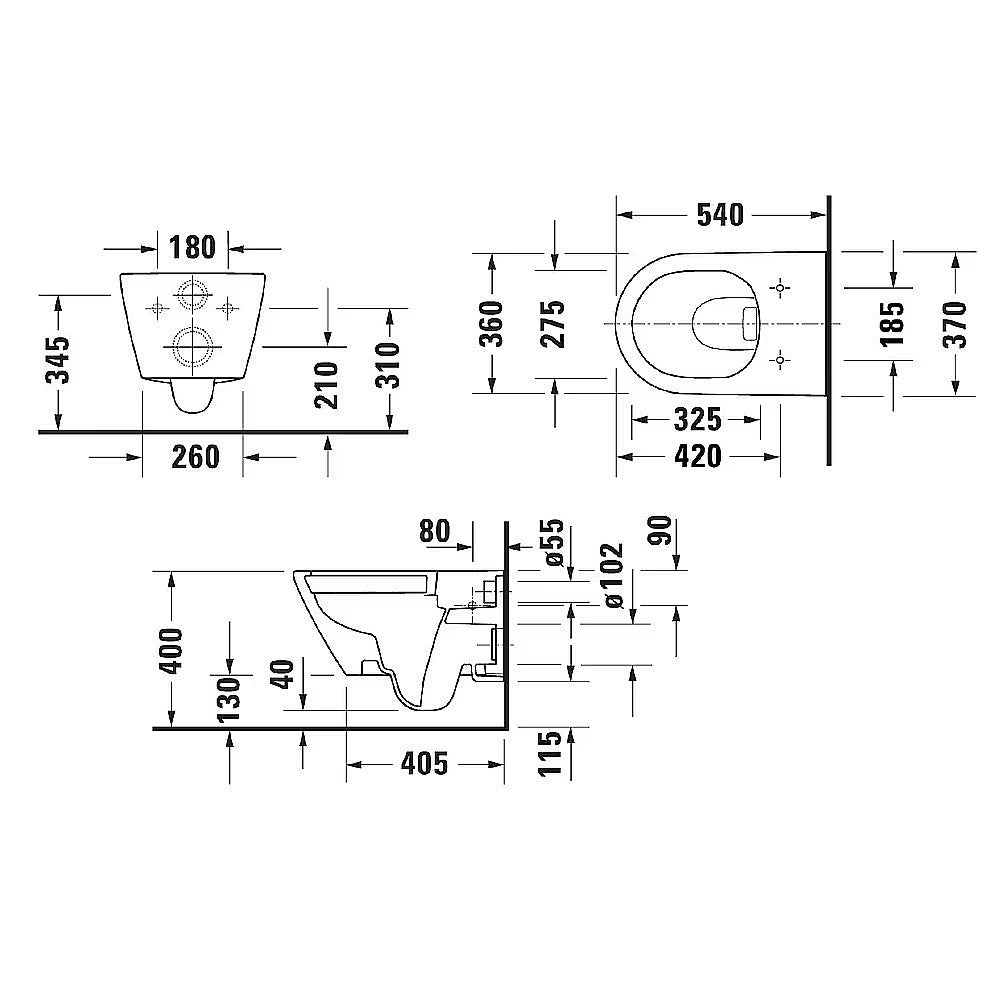 Duravit D-Neo Rimless Wall-Mounted Pan with Invisible Fixation + soft SEAT