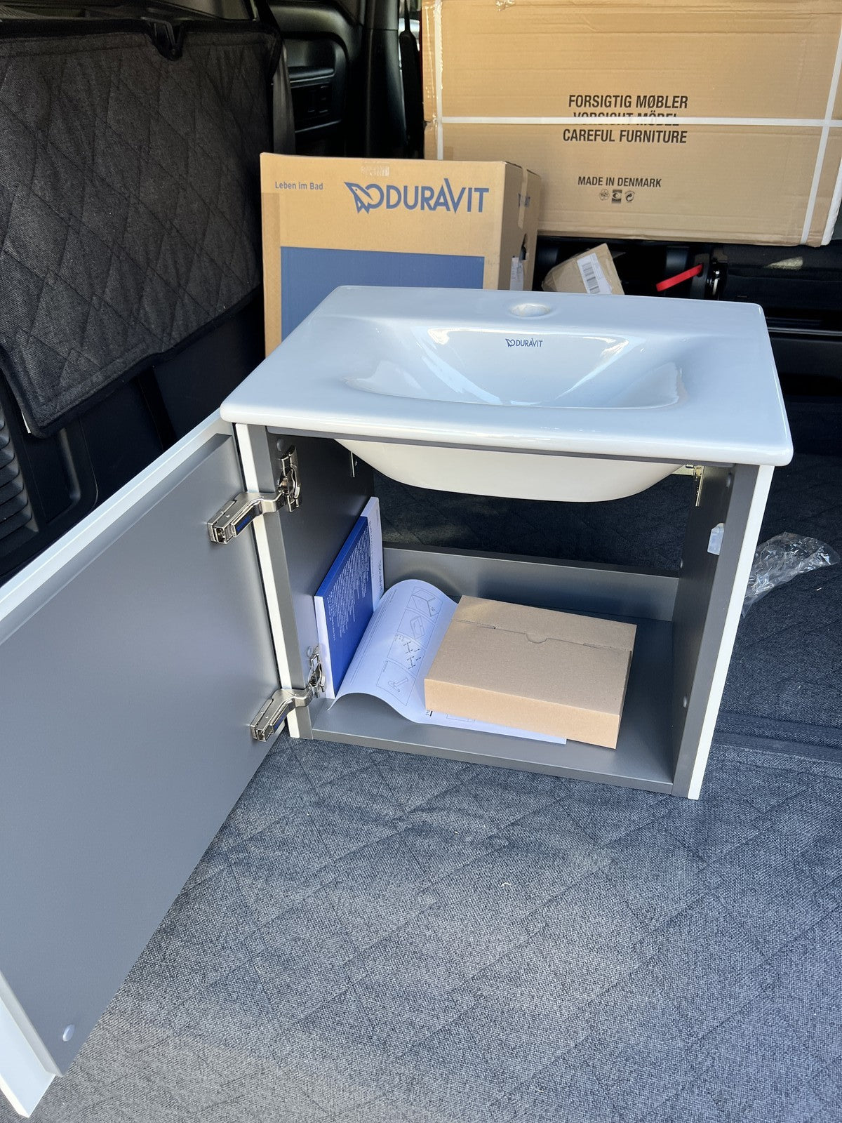 Duravit L Cube compact 450mm vanity unit 1 x door left + Viu basin white gloss