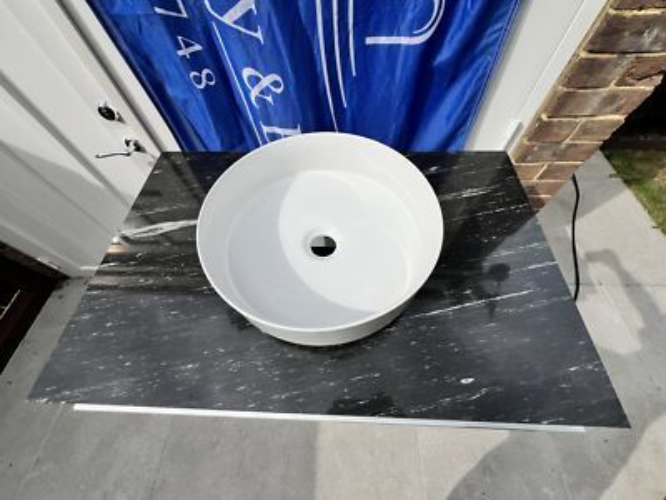 Duravit Darling new vanity unit 800mm in Pine Therra finish stone top + basin