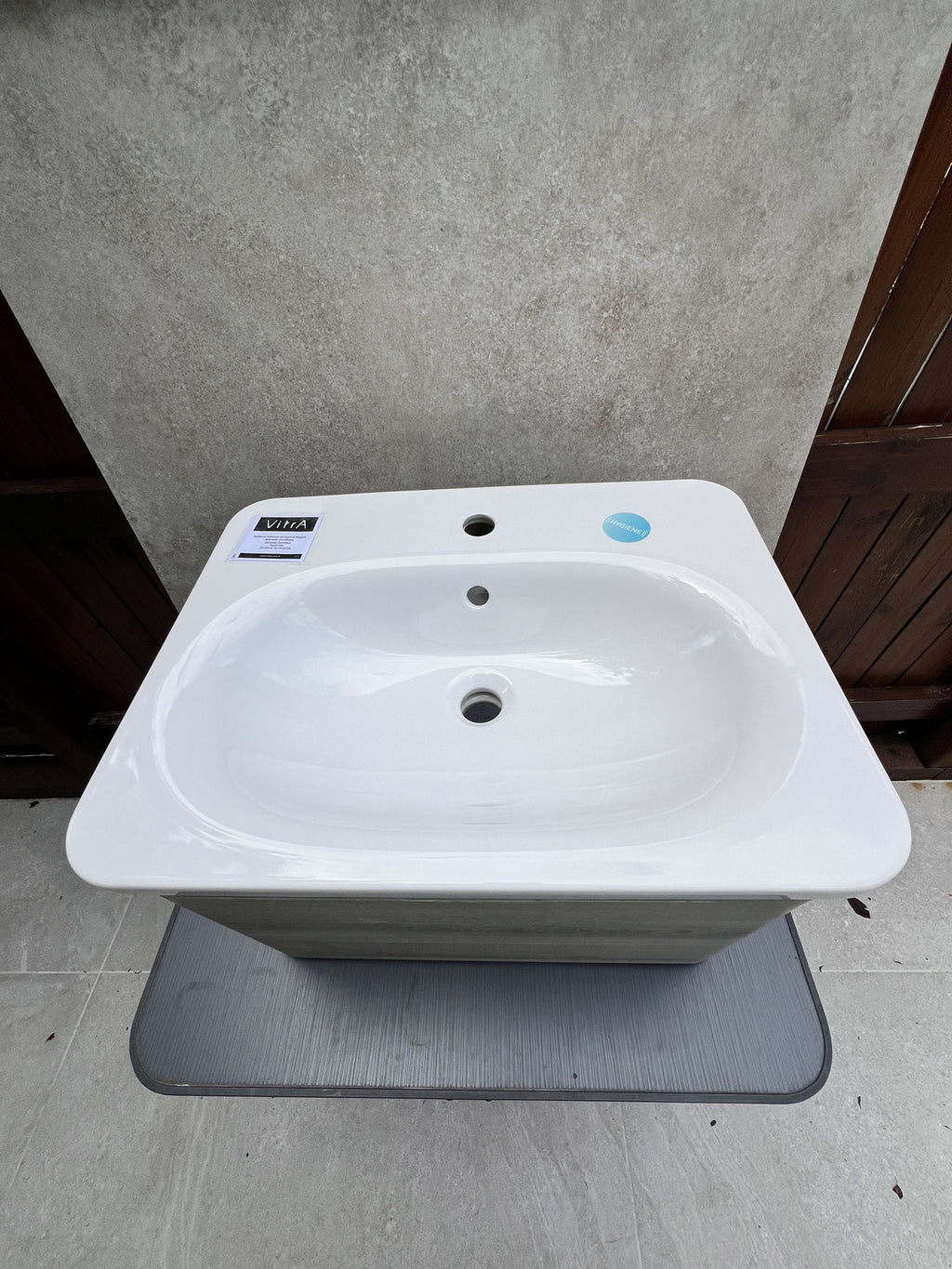 Vitra Nest Trendy vanity unit Natural Grey wood finish  60cm wide 56318