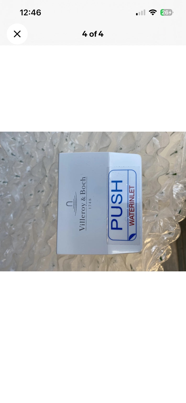 Villeroy & Boch Short white PUSH overflow cover with water inlet