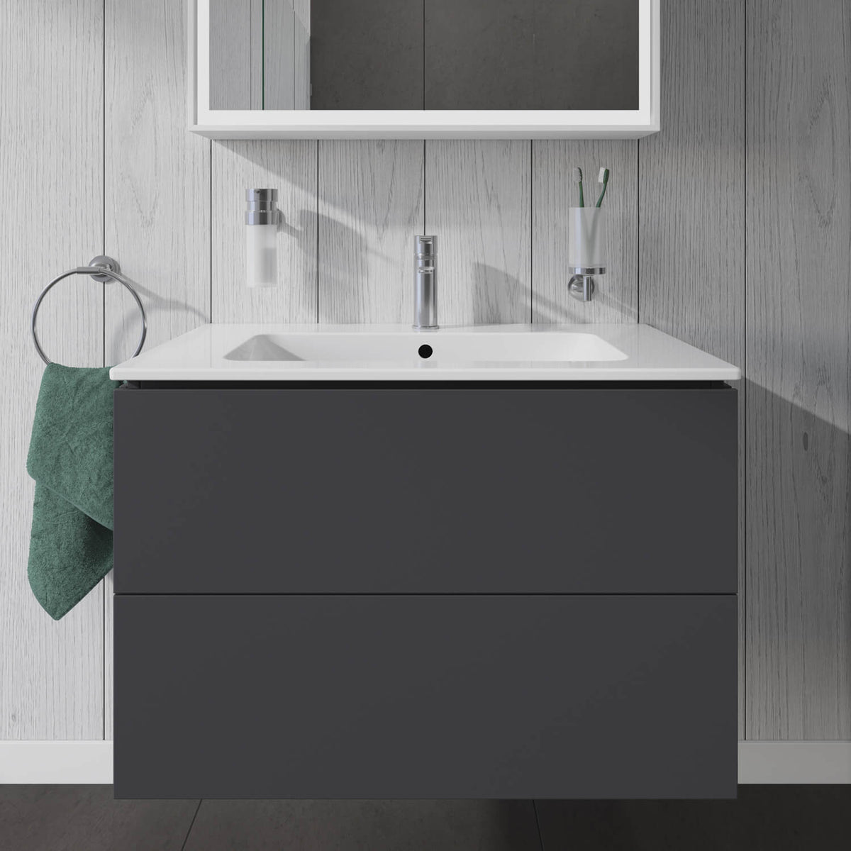 Duravit L-Cube 620mm Graphite Matt vanity Front view