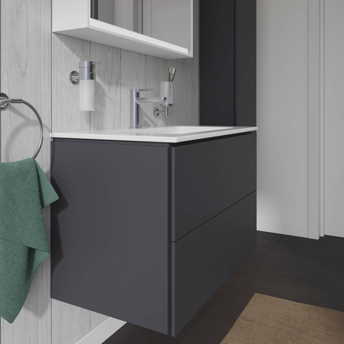 Duravit L-Cube 620mm Graphite Matt vanity Side view
