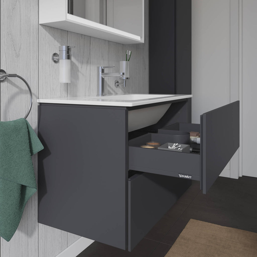 Duravit L-Cube 620mm Graphite Matt vanity Open upper drawer