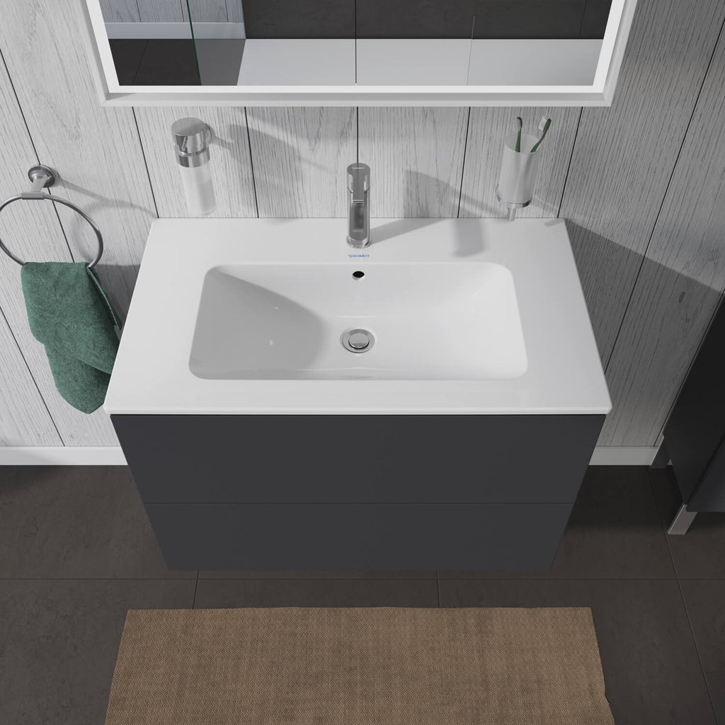 Duravit L-Cube 620mm Graphite Matt vanity Basin top view