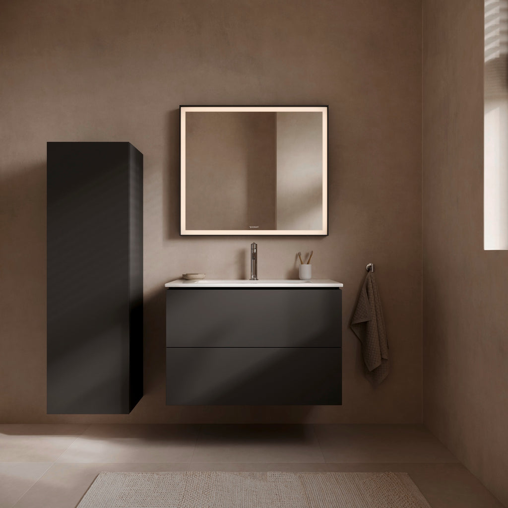Duravit L-Cube Graphite Matt vanity in bathroom front view