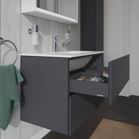 Duravit L-Cube Graphite Matt vanity open drawer side view