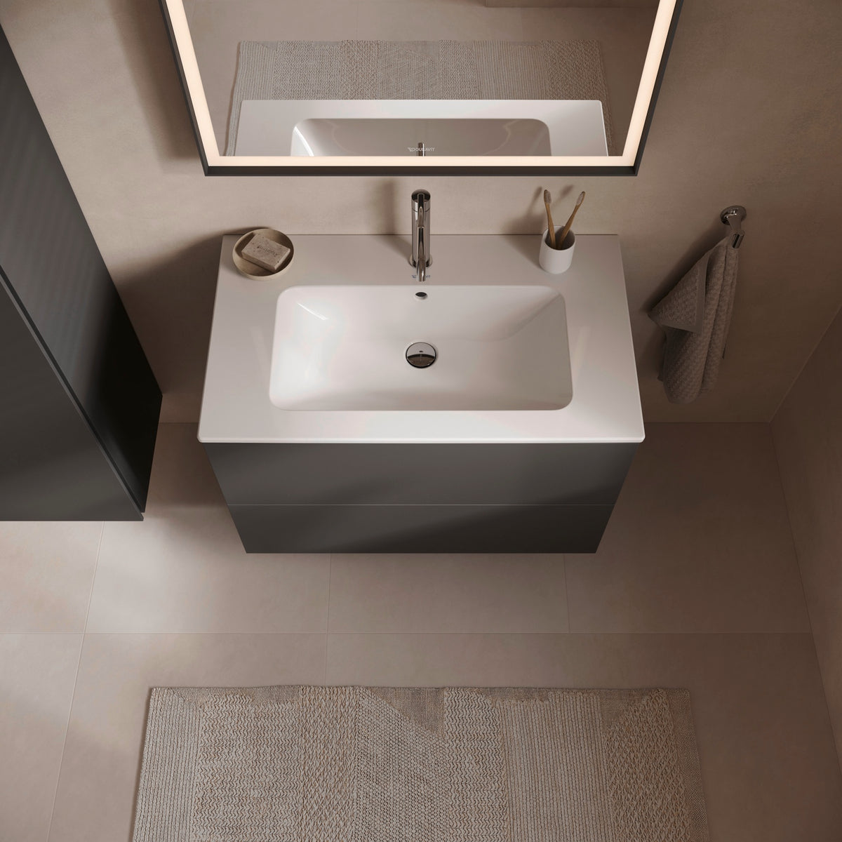 Duravit L-Cube Graphite Matt basin overhead