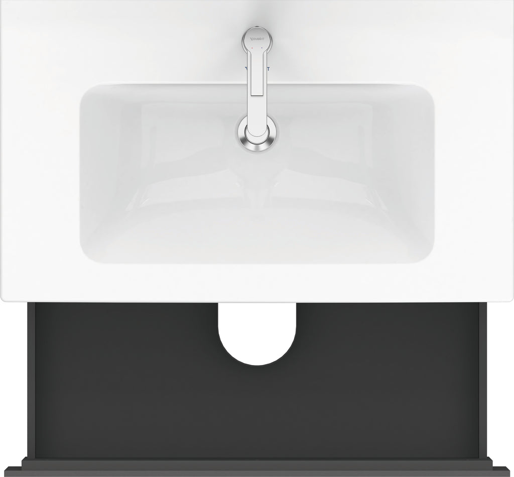Duravit L-Cube Graphite Matt basin and cabinet top view
