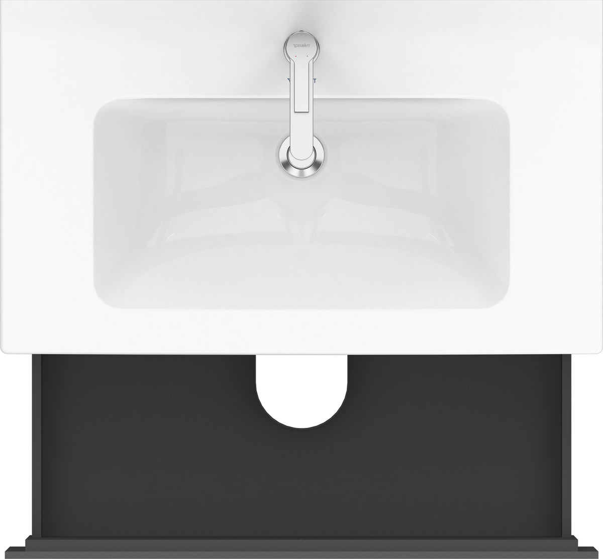Duravit L-Cube Graphite Matt basin and cabinet top view