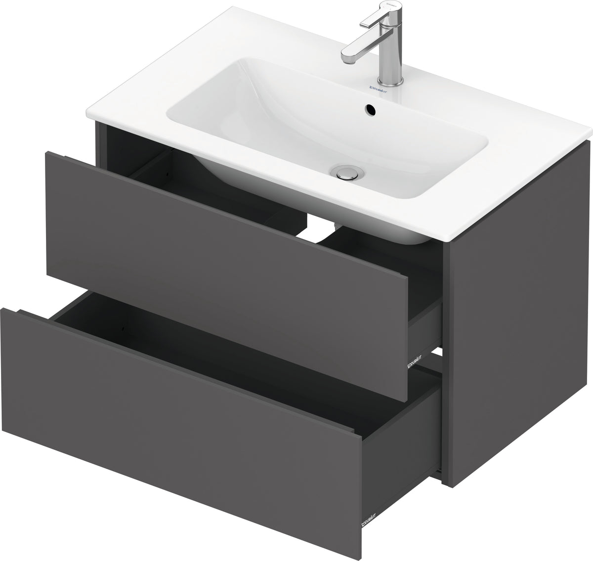 Duravit L-Cube Graphite Matt vanity drawers open product image
