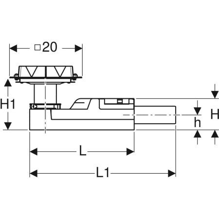 Geberit CleanPoint low-level shower floor drain 65–90 mm technical drawing side view
