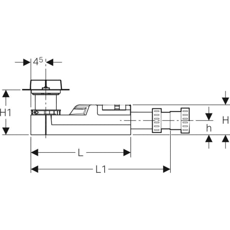 Geberit CleanLine shower channel installation set 154.154.00.1 side technical drawing