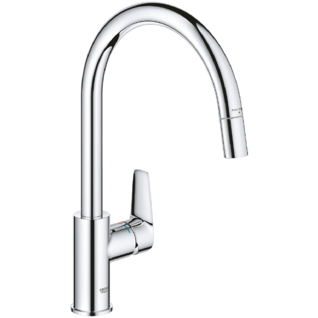 Grohe BauEdge 30538000 chrome pull-out kitchen tap – view 1