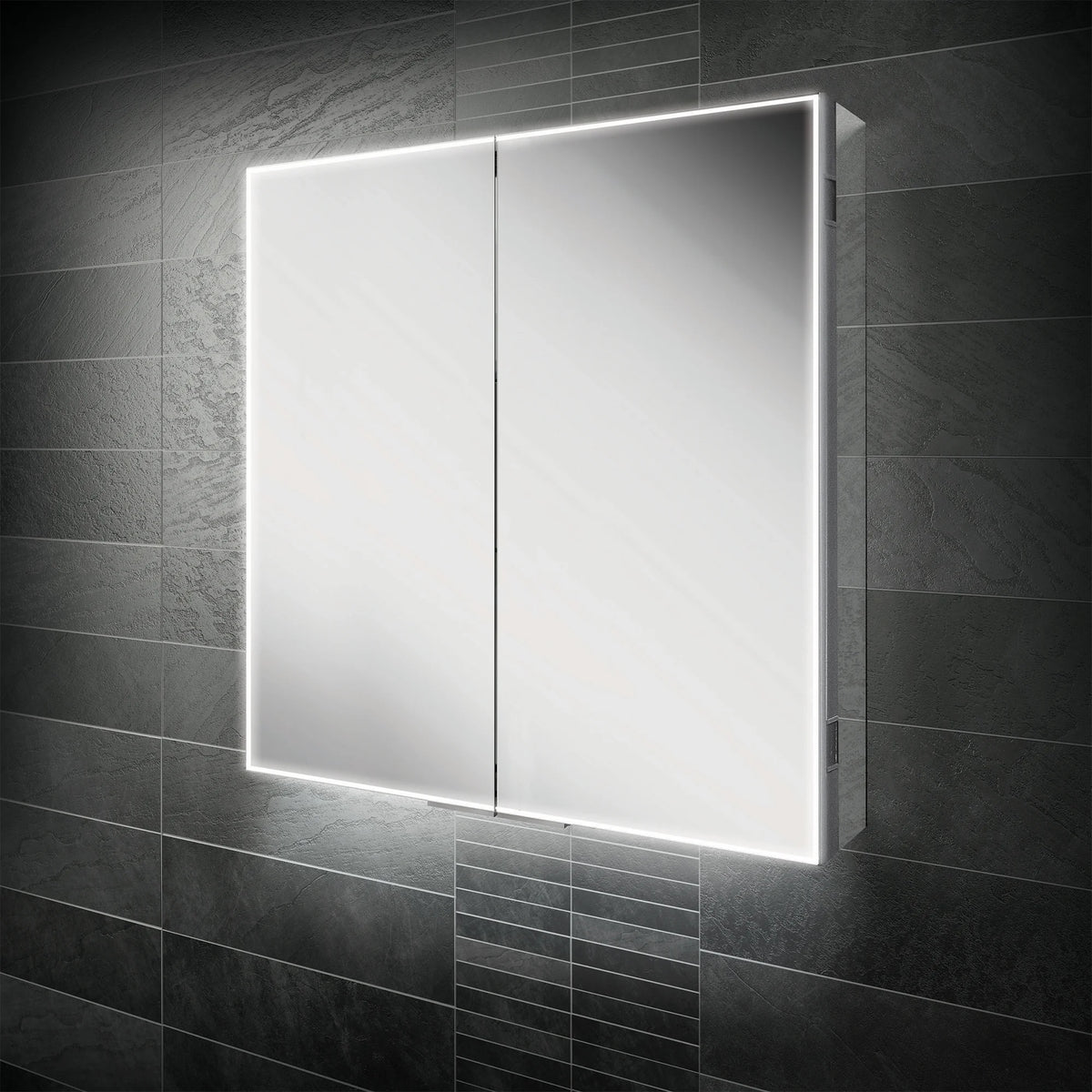 HiB Exos 100 illuminated mirrored cabinet front view