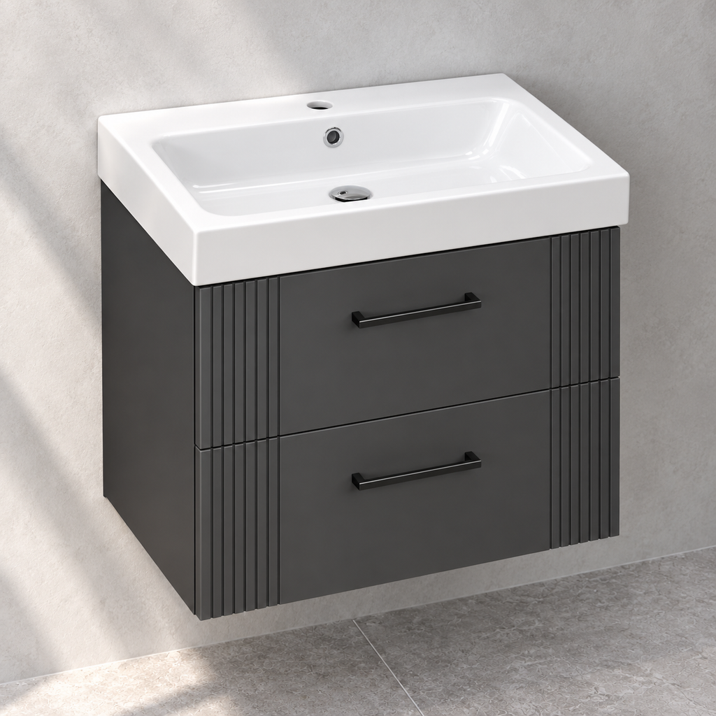 HiB Novum Fabrica 600mm Carbon Grey vanity with basin N19WH60CGR – basin