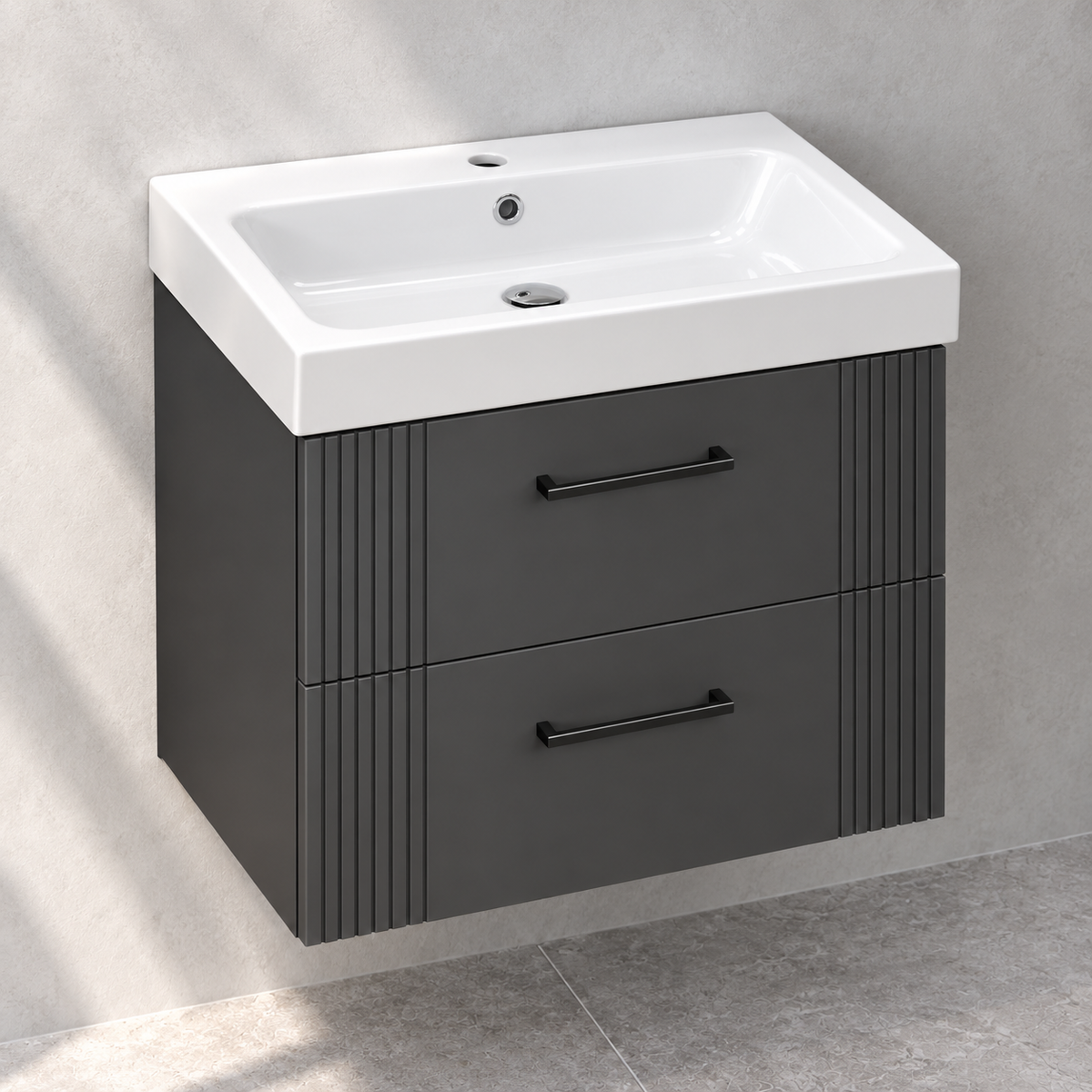 HiB Novum Fabrica 600mm Carbon Grey vanity with basin N19WH60CGR – basin